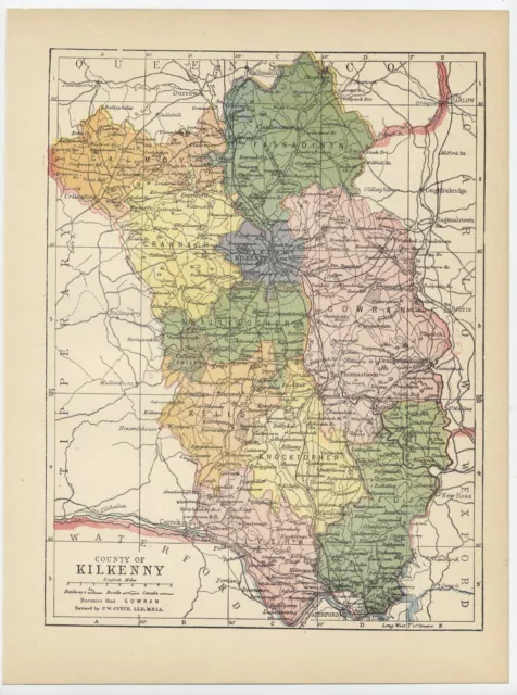 1902 Antique Map Of The County Of Kilkenny / Ireland