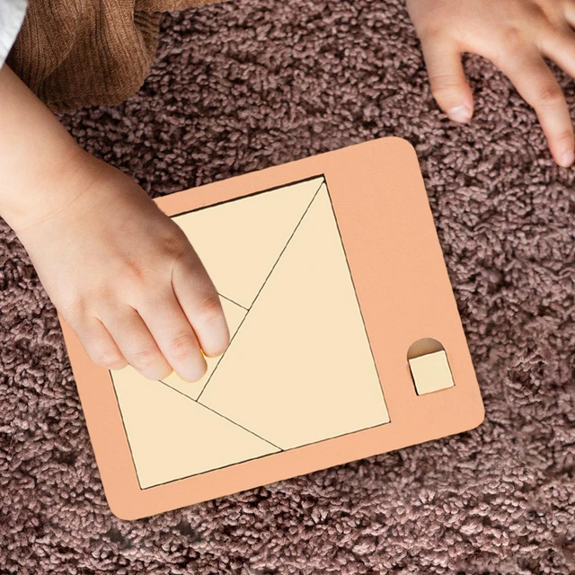 Wooden Geometric Tangram Geometric Shape Jigsaw Puzzle for Girls Preschool