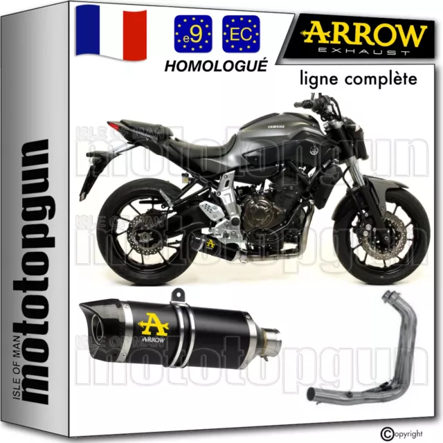 Arrow Ligne Complete Approuve Rc Bas Thunder Noir C Yamaha Mt07 Mt-07 2020 20