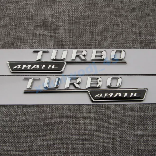 Für Mercedes Benz Chrom TURBO 4MATIC Buchstaben Kotflügel Emblem Aufkleber Auto