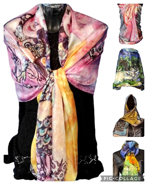 prettystern grande 200/70 cm Donna Uomo Lunga Seta Leggera Sciarpa
