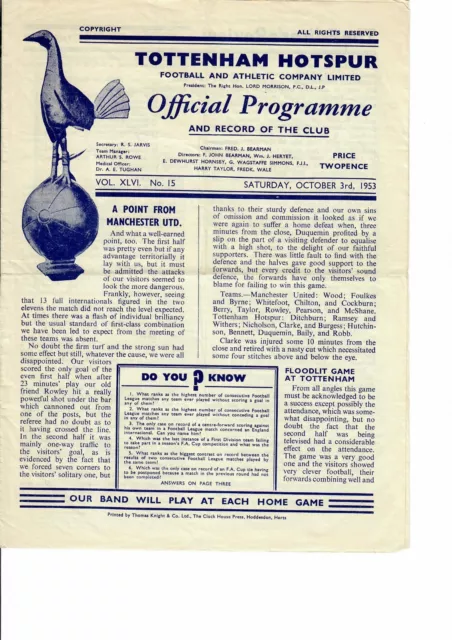 Tottenham Hotspur Res v Brentford Res 1953-54 (FCC)