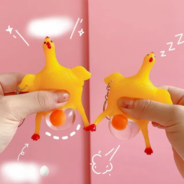 Lustiger Schlüsselanhänger Hühner Anti-Stress Spielzeug Ball kreativ lustig Spoof