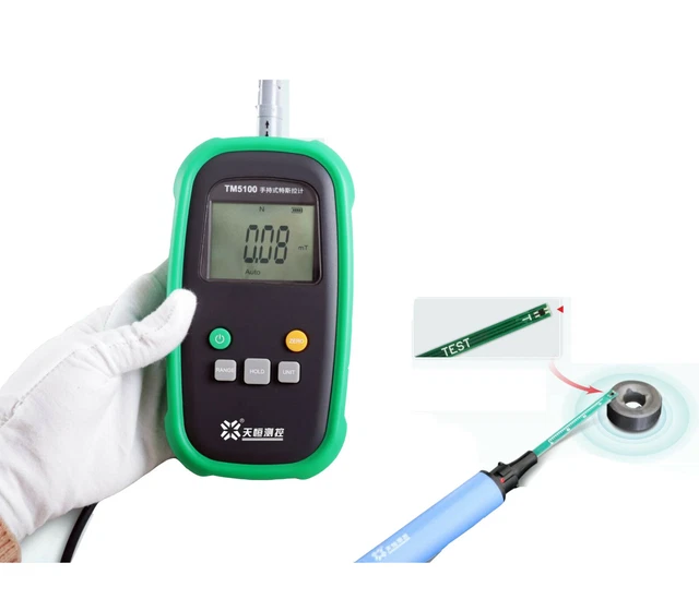Tesla Gauss Meter Magnetometer Surface Magnetic Field Tester Radial Hall Probe