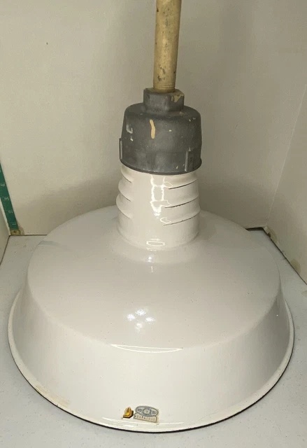 16.5" Porcelain White Barn Industrial Ventilated Light Enamel Vintage B