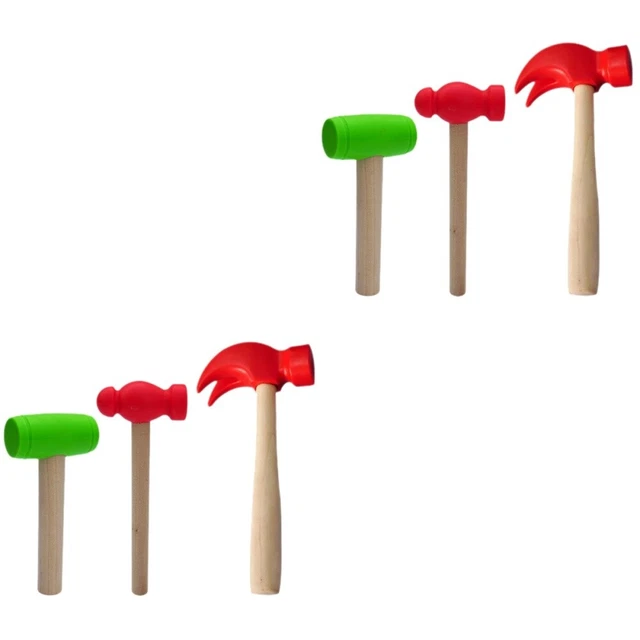 6 pz martello in legno piccolo simulato scuola materna in plastica 16,5 cm