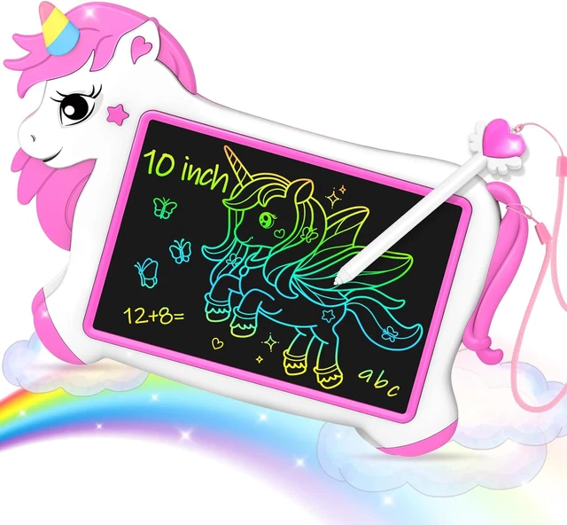 Licorne Jouet Enfant Fille Cadeau - Tablette Dessin Enfants Jeux Educatif  Jouet Fille 3 4 5 6 + Ans Creatif, Cadeau Anniversaire Fille Calendrier de  L'avent 10 Inch Tablette Educative Tableau Magique