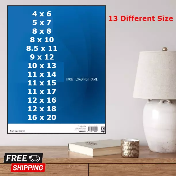 Front Loading Poster And Picture Frame, Black, New 13 Different Size Options