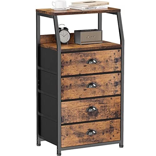 Furnulem Tall 4 Drawers Dresser, Vertical Storage Tower Fabric Dresser for