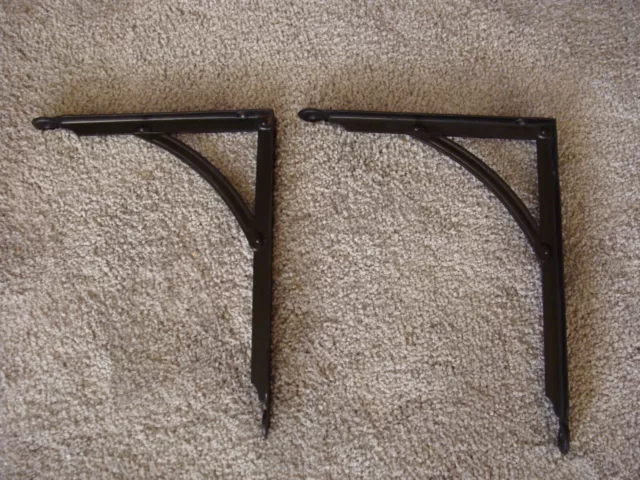 PAIR Vintage Stanley L Shape Wall Shelf Brackets Metal Strong 8"x10" Industrial