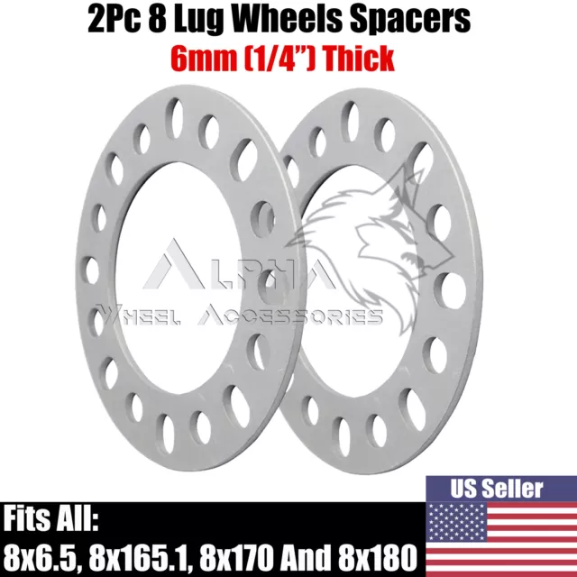 2Pc 8 Lug Wheel Spacers 1/4" Inch 6mm 8x6.5 (8x165.1) Fits Dodge Ram 2500 3500