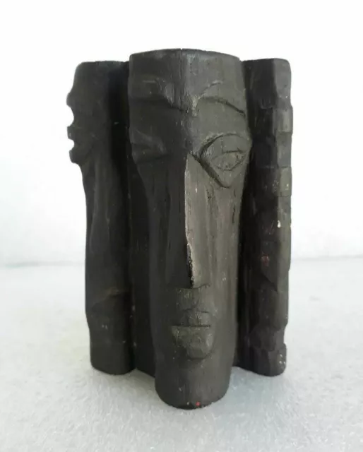 Echte afrikanische Statue Kopf Holz Holz geschnitzte Figur Handarbeit...