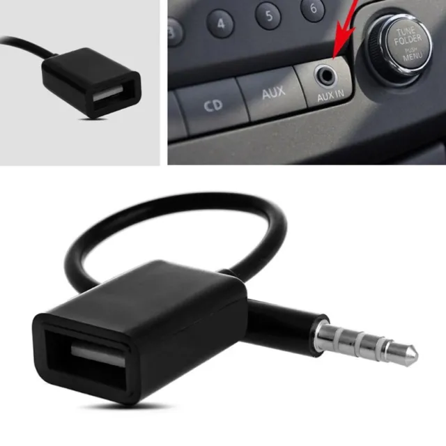 3.5mm Male AUX Audio Plug Jack To USB 2.0 Female Car Converter Adapter Cable MP3