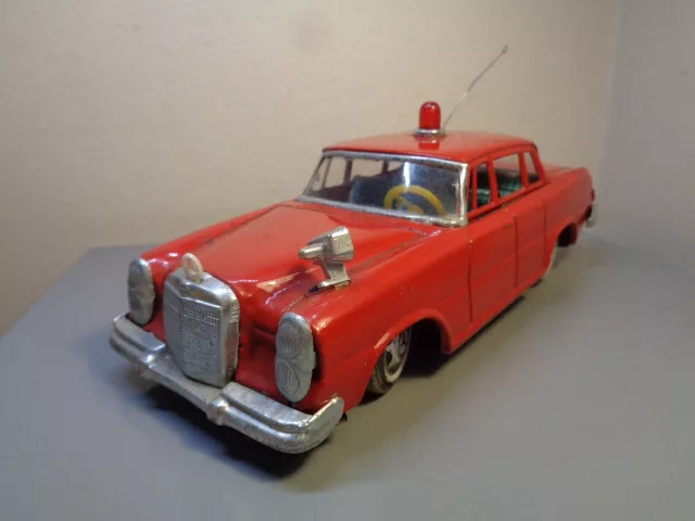 Daishin Japan 1960'S Tinplate Mercedes Benz 220 Se Fire Chief Car Very Rare Vg