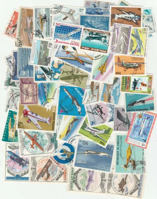 Airplanes 50 Used Different Stamps