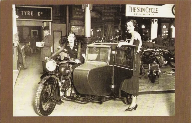Postcard BSA Motorcycle & Sidecar Olympia 1930 Show Motorbike - Nostalgia