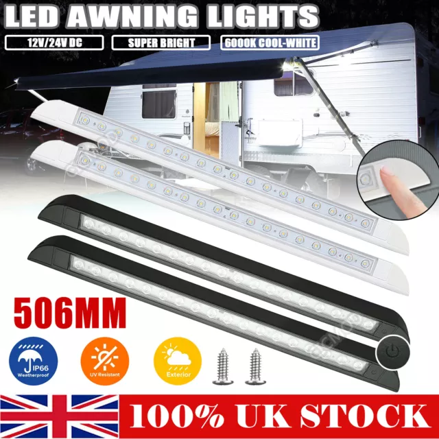 12V LED Awning Strip Lights 506mm Cool White Exterior Caravan RV Marine Boat UK