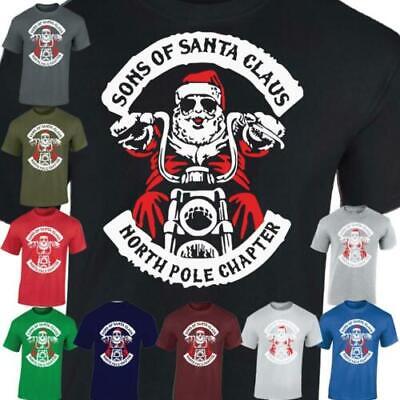 Sons of Santa Claus Men's T-Shirt Motorbike Gang Christmas Elf Gift Funny