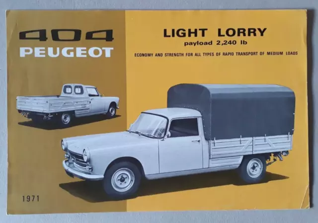 Peugeot 404 Light Lorry Brochure / Leaflet 1971