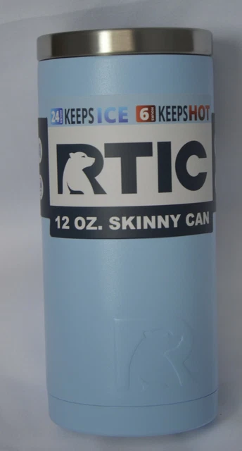 12oz RTIC Skinny Can Cooler Stainless Steel Vacuum Insulated in Ice Light Blue