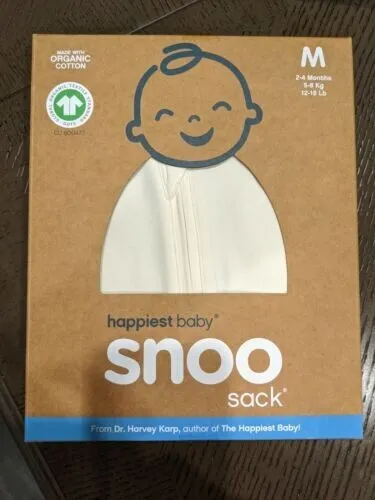 Happiest Baby Snoo Sack Swaddle Organic Cotton - Medium, White - NEW IN BOX
