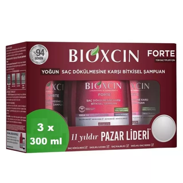 Bioxcin Forte Shampoo 3 x 300 ml All Hair Type's Bioxsine Hair Loss Treatments