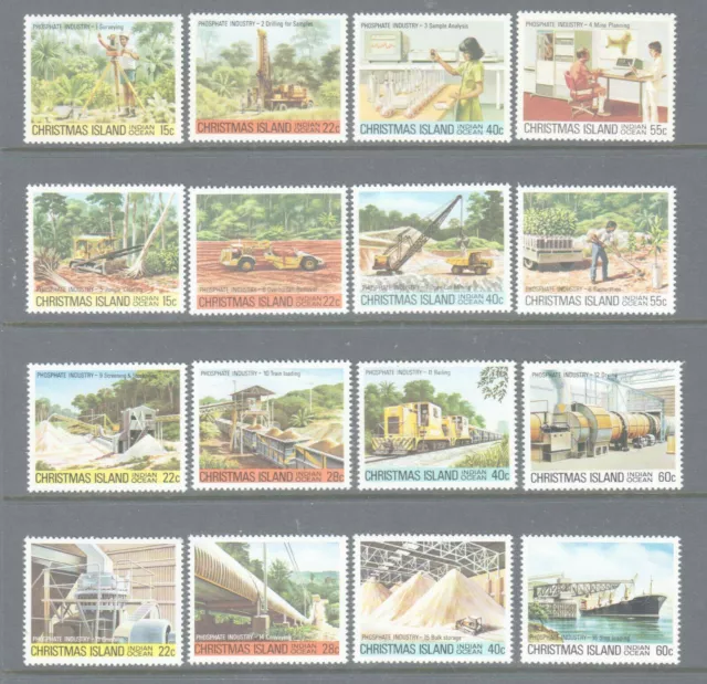 Christmas Island  1980-81  Phosphate Industry Mint unhinged set 16 stamps