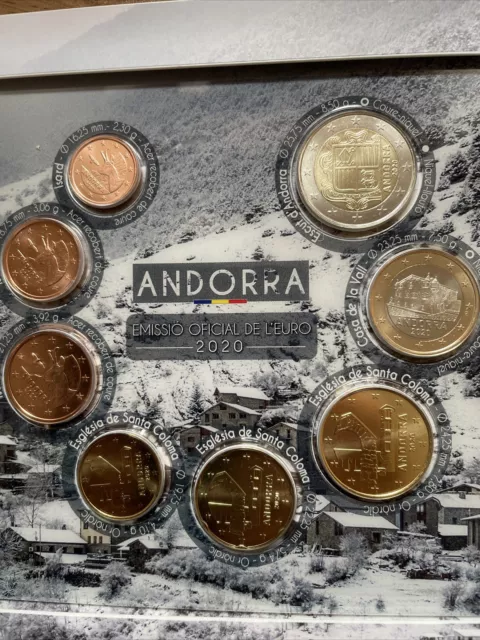 Andorra 🙂  X8 Münzensatz 2020 1 Cent bis 2€ Euro BUNC Offizieller KMS Ordner