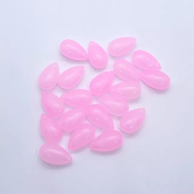 20 Small opaque light pink glass water drop shaped beads with top drill hole