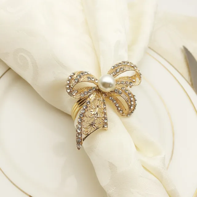 1 pieza de aleación con nudos de arco de diamante anillo de servilleta hecho a mano