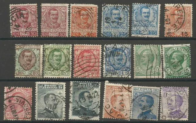 ITALIE - série de 18 timbres oblitérés "Victor-Emmanuel III" de 1901 à 1926