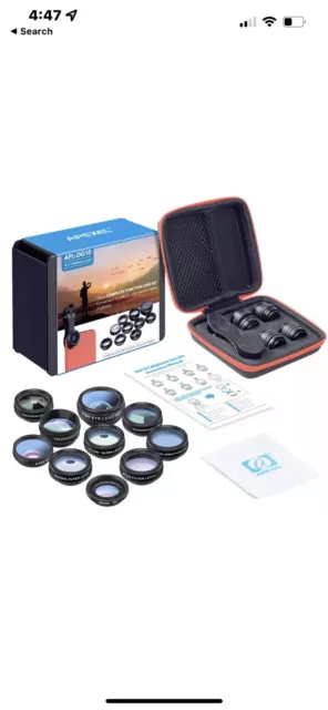 Apexel Phone Lens Kit Universal 10 In 1 Fisheye Wide Angle Macro Smartphone Lens