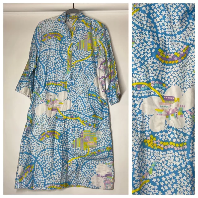 Vintage Catherine Ogust Size 10 Penthouse Gallery Floral Print Midi Dress Mod C7