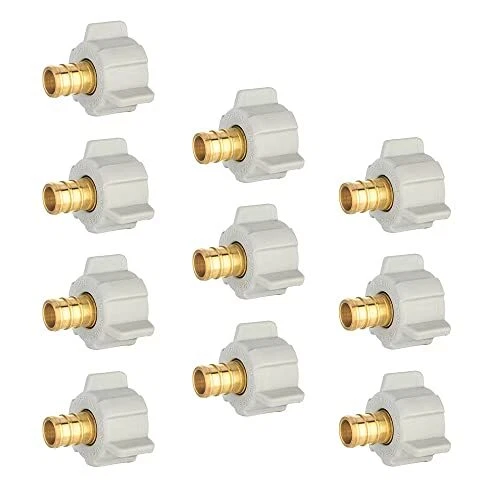 Paquete de 10 1/2 Pex X 1/2 hembra adaptador giratorio NPT latón engarzado latón