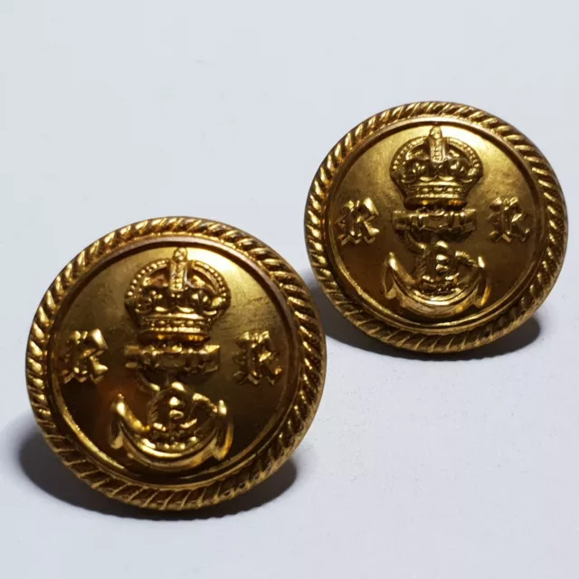 KINGS CROWN ROYAL Navy Naval Reserve Gilt 23mm gilt button pair ...