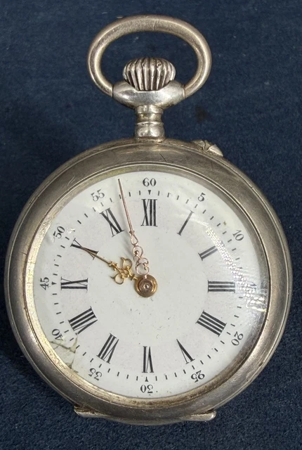 Montre De Col En Argent Fin Poinçon Crabe - Époque 19ème - Mécanique Manuel - À Restaurer (Manque Verre)