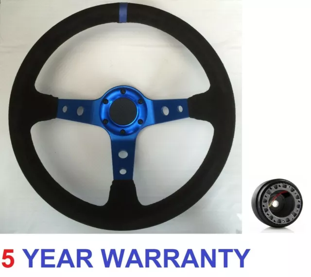 Suede Steering Wheel And Boss Kit Fits Honda Land Rover Discovery 29 Spline Blue