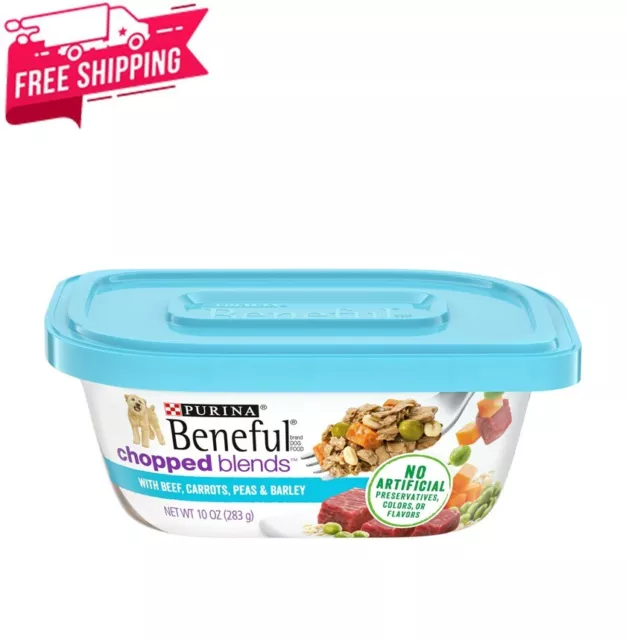 10 oz Tubs (8 Pack), Purina Beneful Chopped Blends Wet Dog Food Beef Carrots....