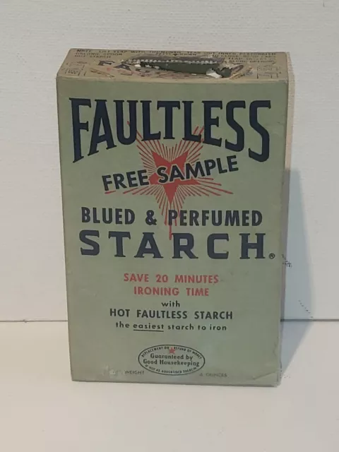 Faultless Starch Powder Box Blued & Perfumed 6 ounces  Vintage opened sample