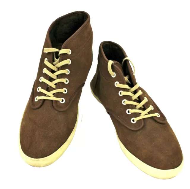 VANS OFF THE WALL Womens Brown Suede Leather Mid Top Boots 9.5M Lace Up ...