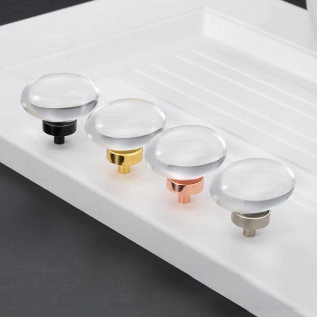 1Pc Clear Oval Shape Knob Crystal Pull Sparkling Glass Handle for Cabinet Drawer