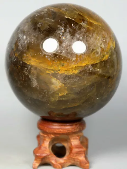 NATURAL Yellow PHANTOM MULTI-INCLUSIONS Rainbow CRYSTAL Polishing Sphere Ball