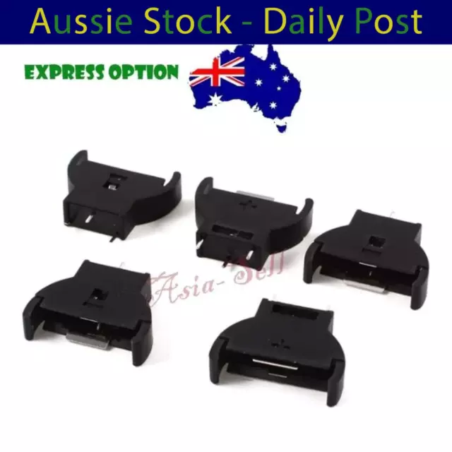 Battery Holders CR2032 2032 3V Cell Button Coin Socket Battery Black Plastic 5pc