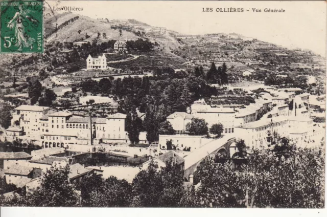 CPA ARDECHE LES OLLIERES vue générale timbrée
