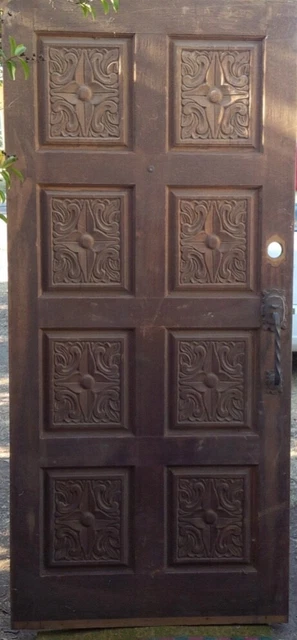 Mid Century Vintage Carved House Front Door Solid Wood we ship$$