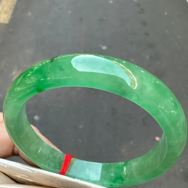 Certified Natural Icy Green Myanmar Jade jadeite bracelets Bangle 58mm {Grade A}