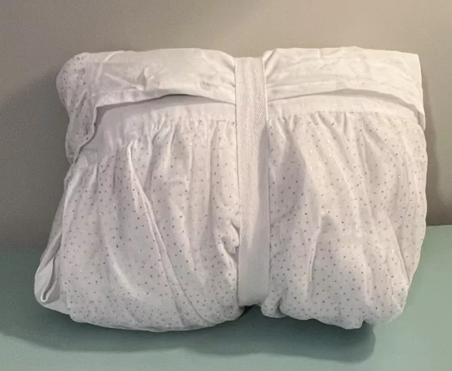 Falda De Cama Doble Blanca De Punto Dorado De Tul Pottery Barn Adolescente Nueva
