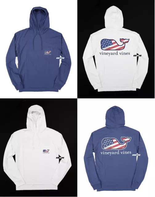 Neu mit Etikett Vineyard Vines Herren langärmeliger grafischer Taschen-Hoodie "PATRIOT WHALE EDITION"