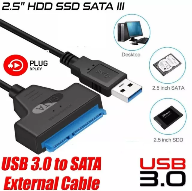 USB 3.0 To SATA 2.5 Inch 22 Pin Hard Disk Drive SSD Adapter Cable Cord For Vista