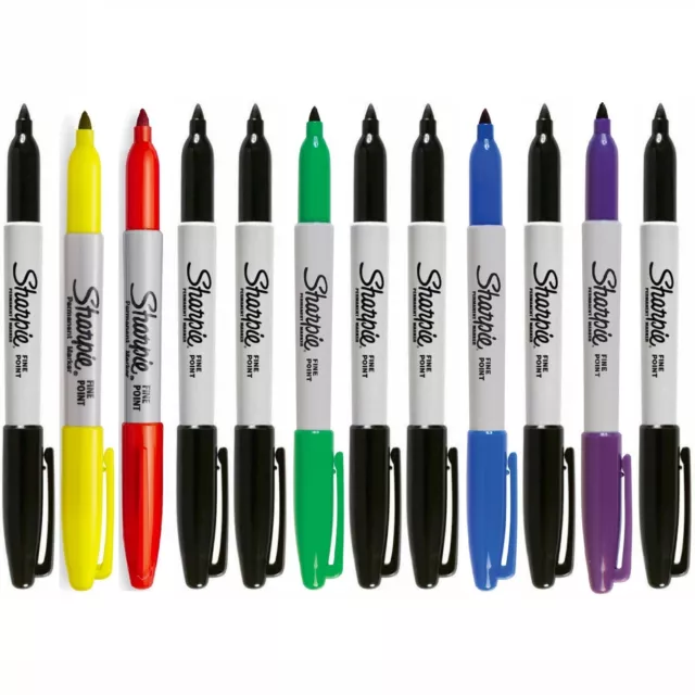 Sharpie Permanent Marker Pens Fine Bullet Point Tip Coloured Metallic Black